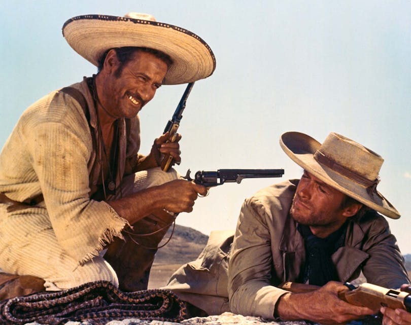 Mannen utan namn (Clint Eastwood) och hans kumpan/ärkefiende, Tuco (Eli Wallach) i Den gode, den onde, den fule. Foto: United Artists.