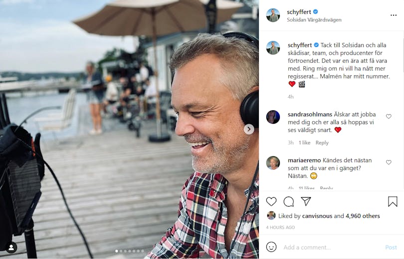 Från Henrik Schyfferts Instagram – Solsidan säsong 7 är färdiginspelad