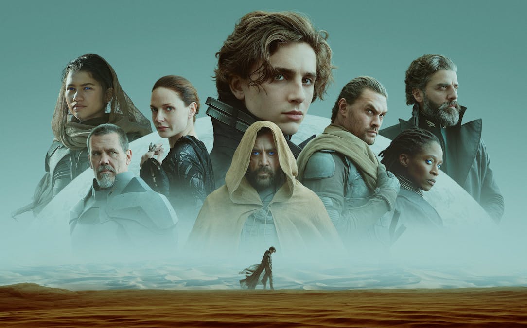 Affisch till Dune med bland andra Timothee Chalumet. Foto: HBO Max.